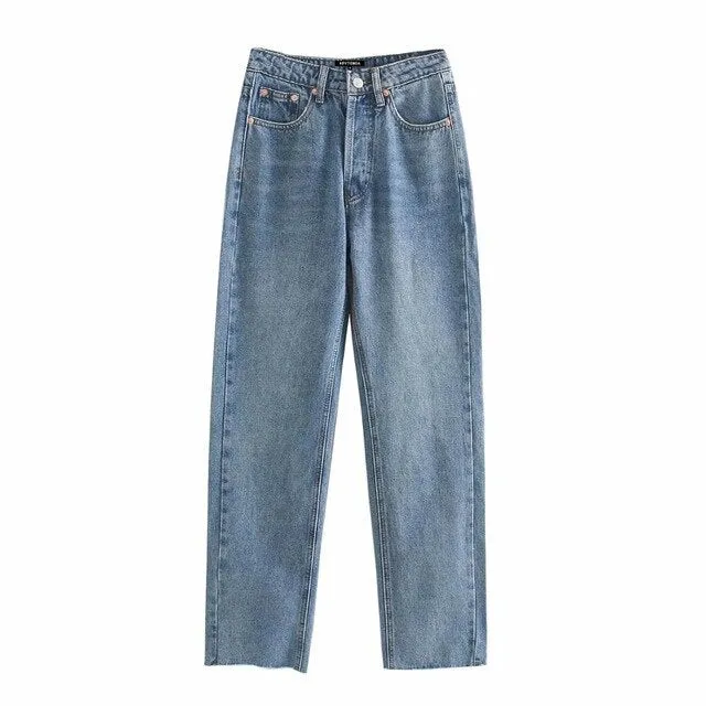 HIGH WAIST STRAIGHT-LEG JEANS
