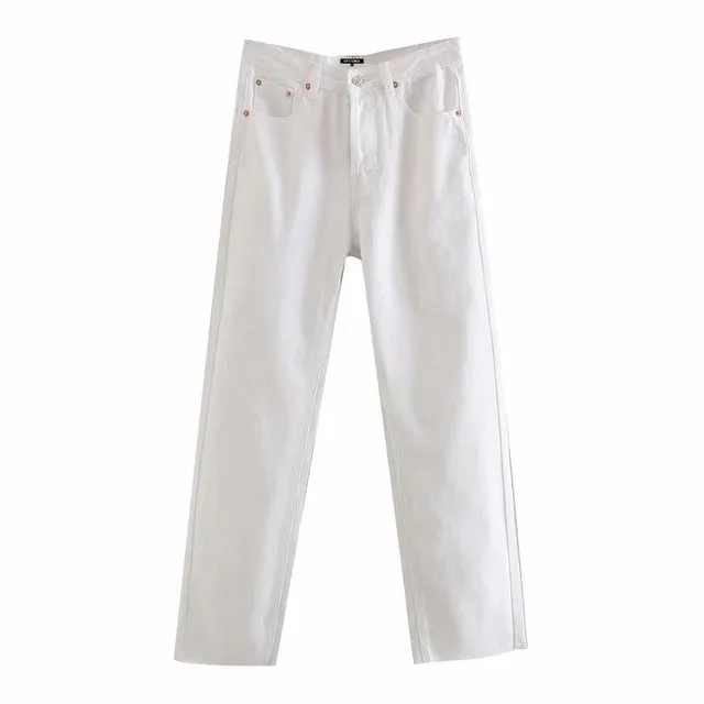 HIGH WAIST STRAIGHT-LEG JEANS
