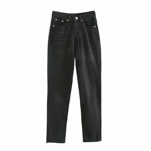 HIGH WAIST STRAIGHT-LEG JEANS