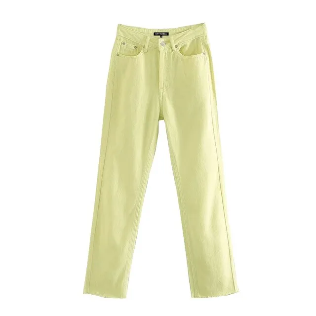 HIGH WAIST STRAIGHT-LEG JEANS