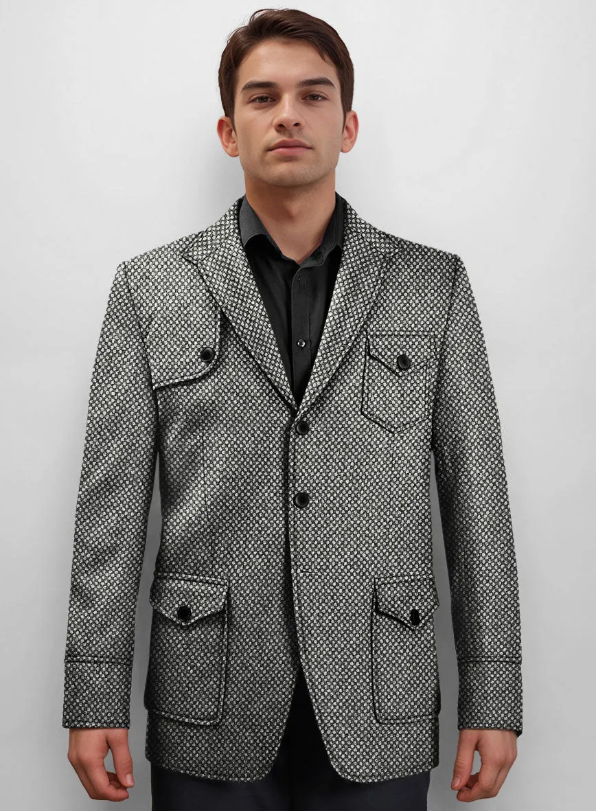 Highlander Heavy Honeycomb Gray Hunter Style Tweed Jacket