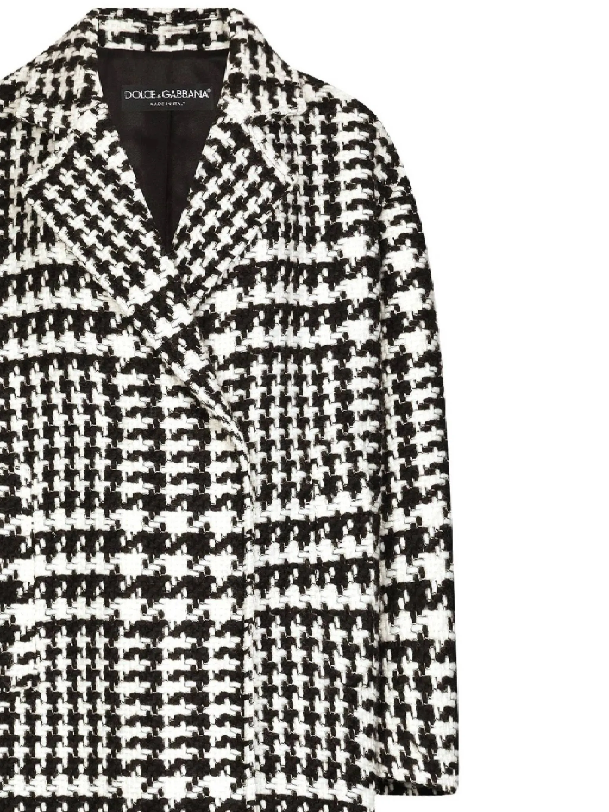 Houndstooth Pattern Knee-Length Coat