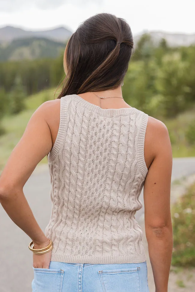 Humor Me Beige Cable Knit Sweater Tank SALE