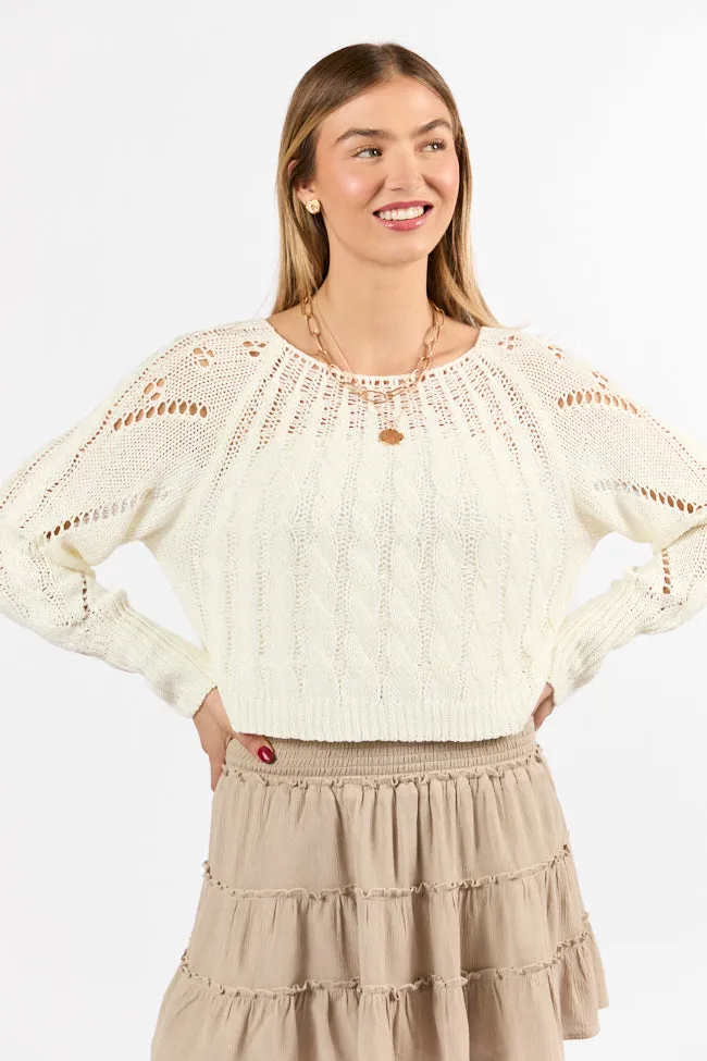 I'm Just Me Ivory Cable Knit Lightweight Sweater FINAL SALE