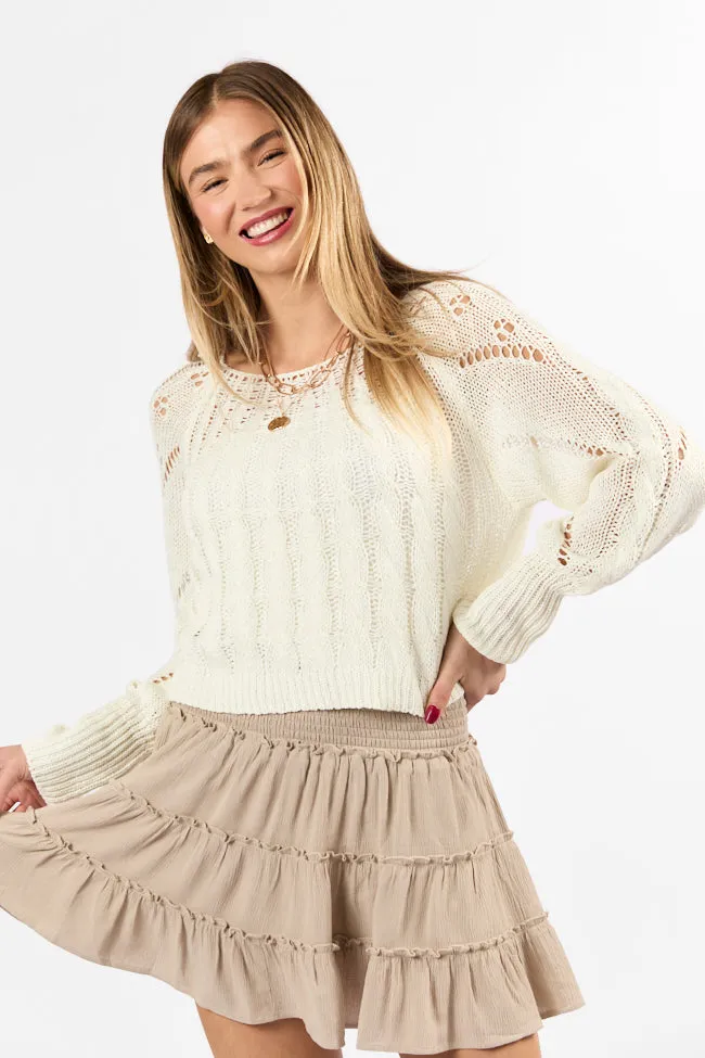 I'm Just Me Ivory Cable Knit Lightweight Sweater FINAL SALE
