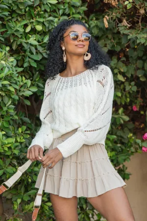 I'm Just Me Ivory Cable Knit Lightweight Sweater FINAL SALE