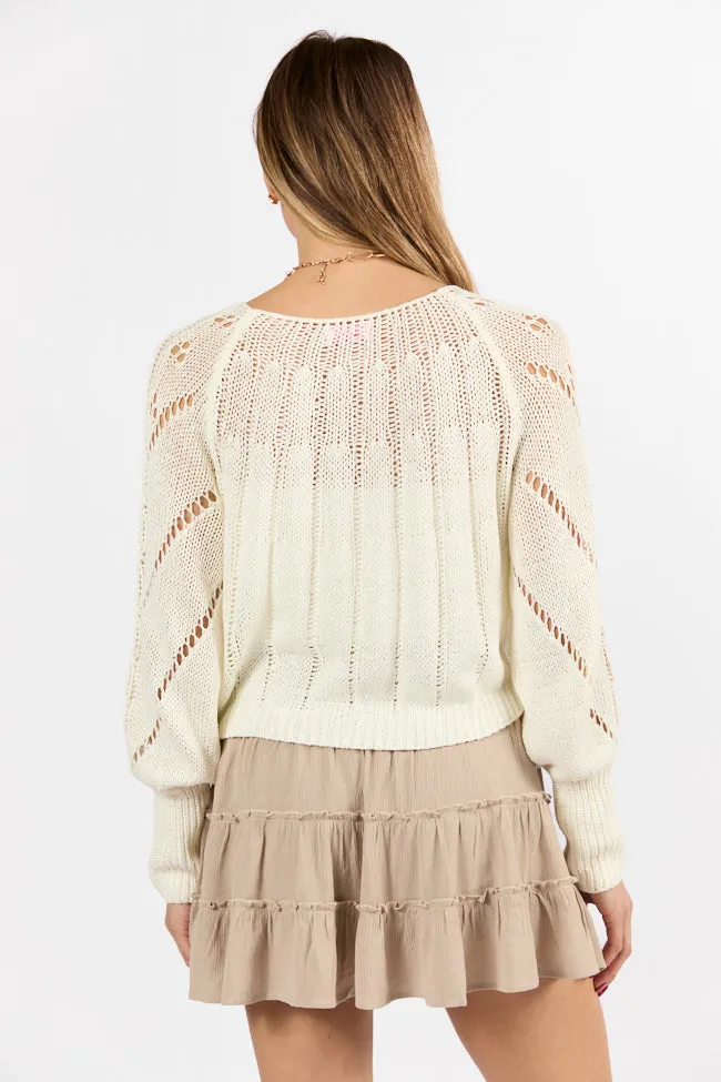 I'm Just Me Ivory Cable Knit Lightweight Sweater FINAL SALE