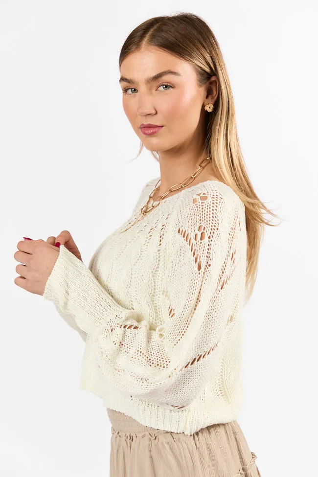 I'm Just Me Ivory Cable Knit Lightweight Sweater FINAL SALE