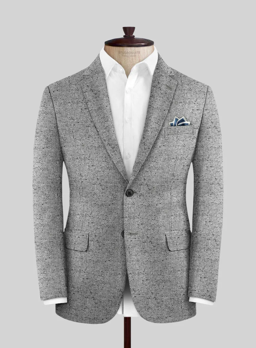 Italian Donegal Light Gray Wool Jacket