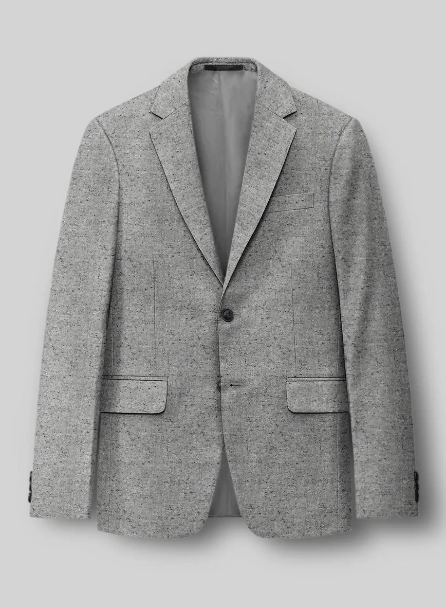 Italian Donegal Light Gray Wool Jacket