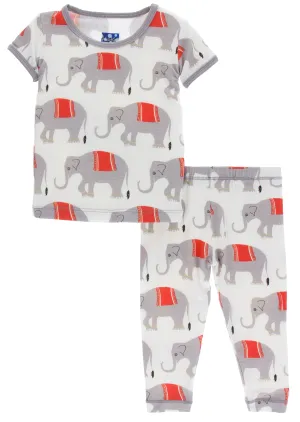 KicKee Pants Natural Indian Elephant S/S Pajama Set with Pants