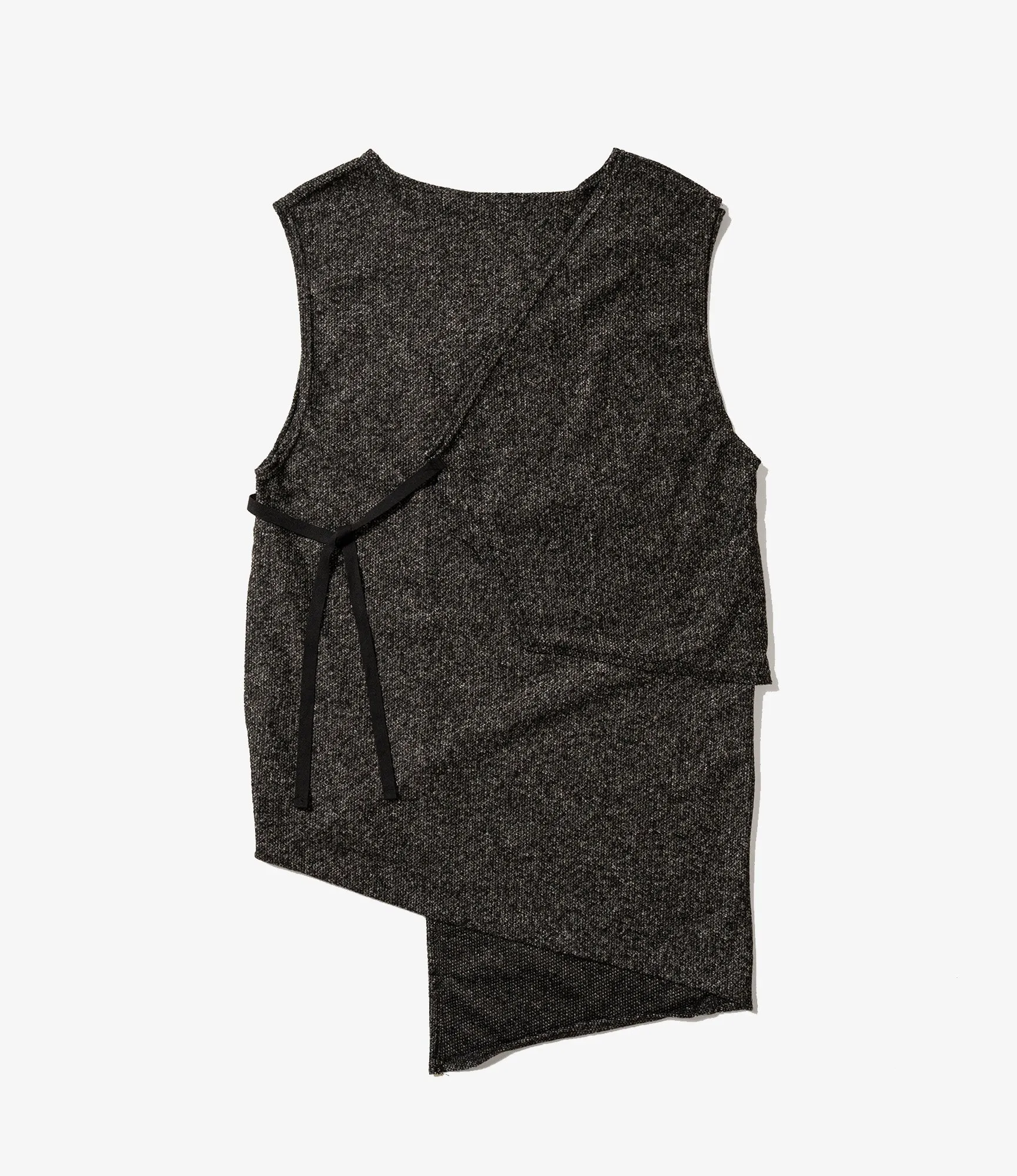 Knit Wrap Vest – Charcoal Melange Poly Wool