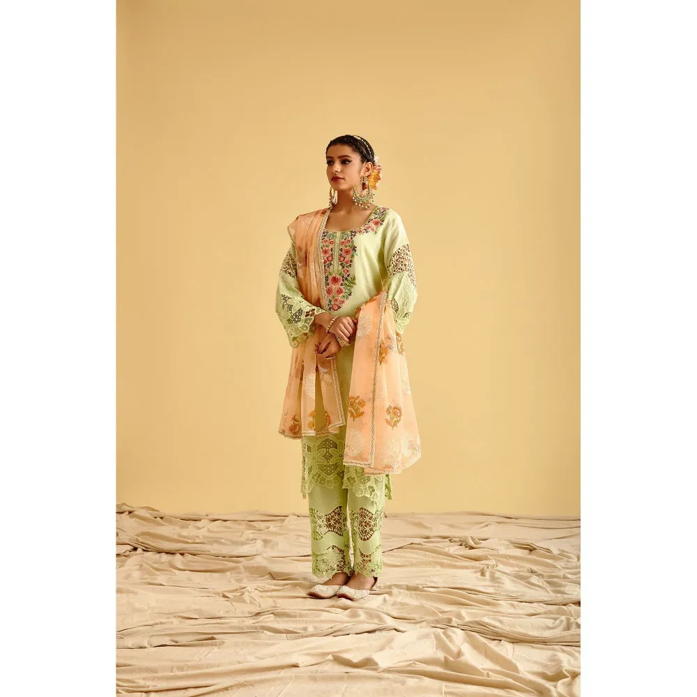 Lahario Seher Kurta Set Green (Set Of 3)