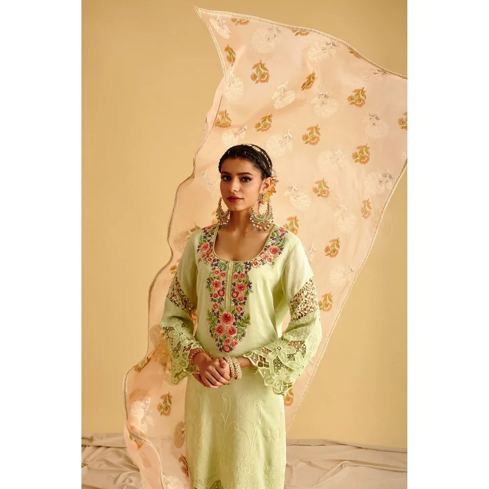 Lahario Seher Kurta Set Green (Set Of 3)