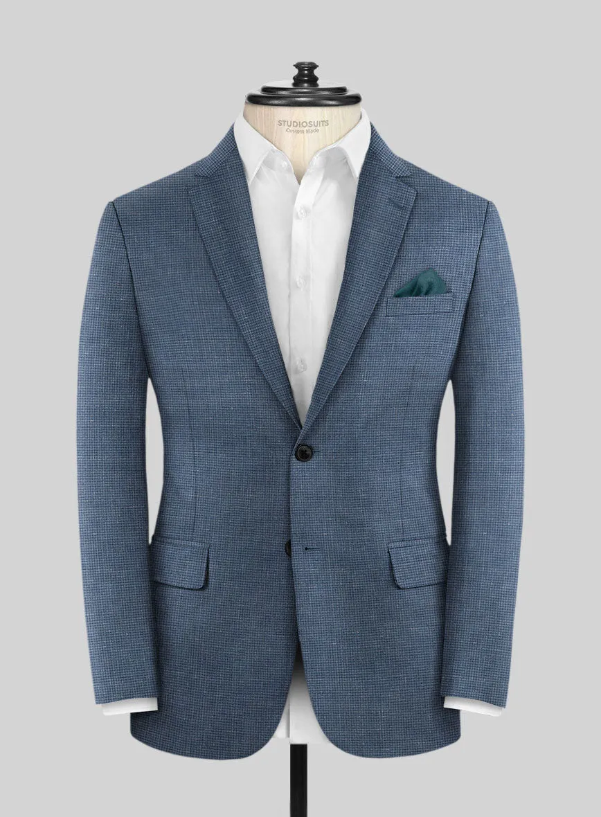 London Loom Blue Abelardo Wool Silk Linen Jacket