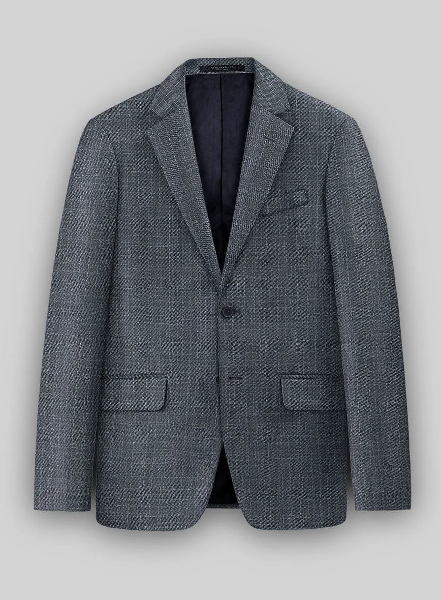 London Loom Blue Eufemia Wool Silk Linen Jacket