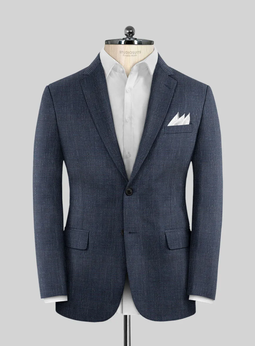 London Loom Navy Blue Abelardo Wool Silk Linen Jacket