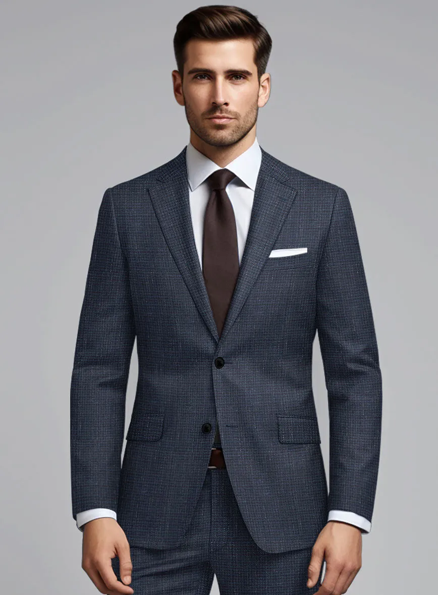 London Loom Navy Blue Abelardo Wool Silk Linen Jacket