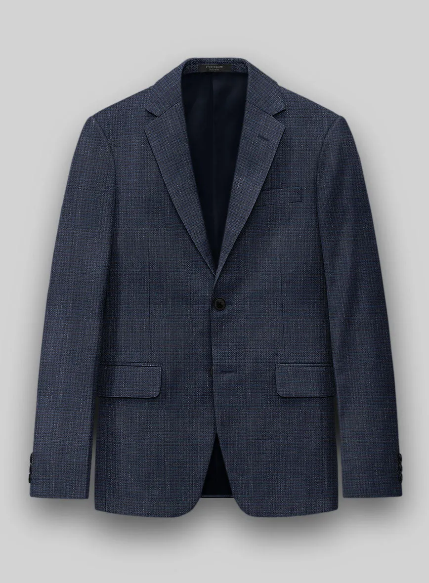 London Loom Navy Blue Abelardo Wool Silk Linen Jacket