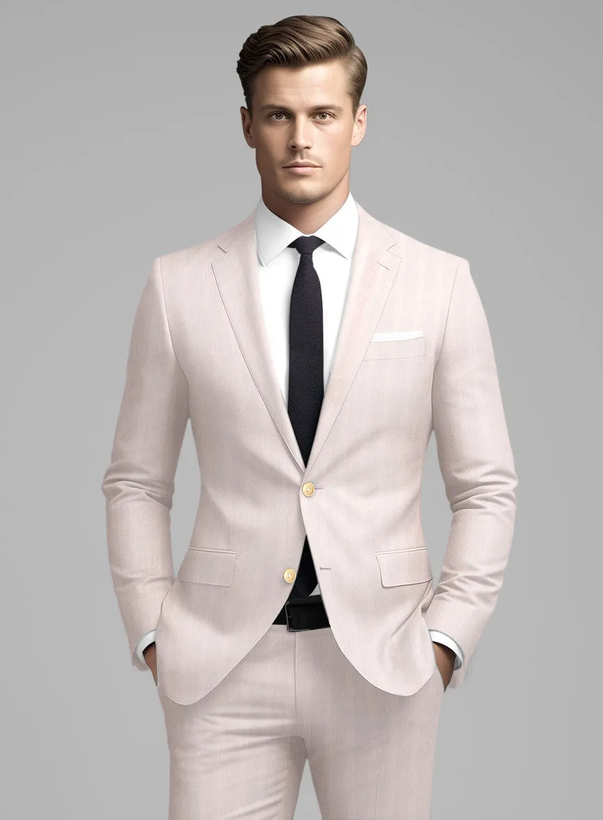 London Loom Pink Herringbone Wool Silk Linen Jacket