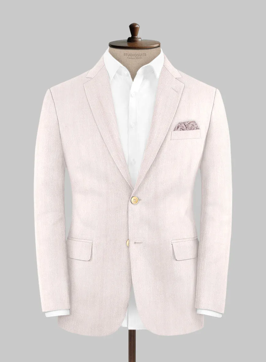 London Loom Pink Herringbone Wool Silk Linen Jacket