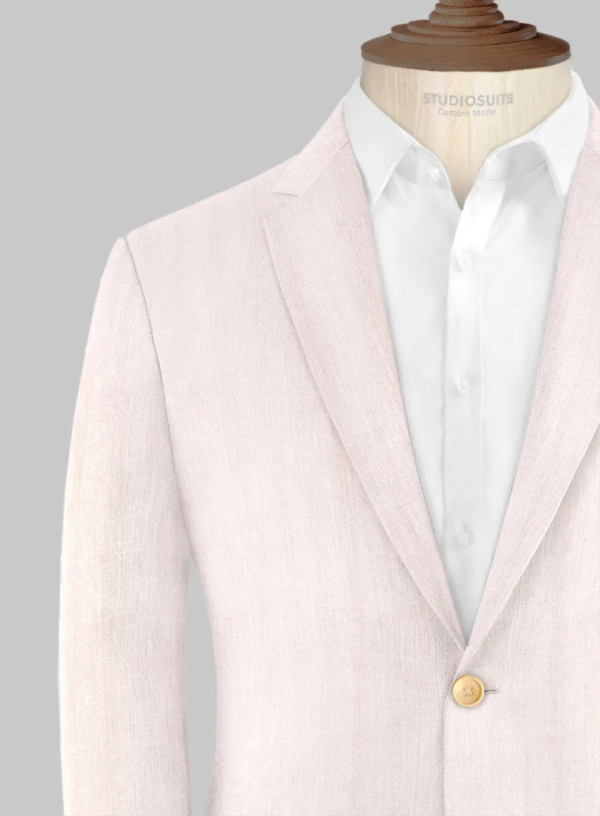 London Loom Pink Herringbone Wool Silk Linen Jacket