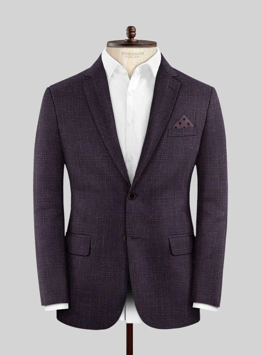 London Loom Wine Ilaria Wool Silk Linen Jacket
