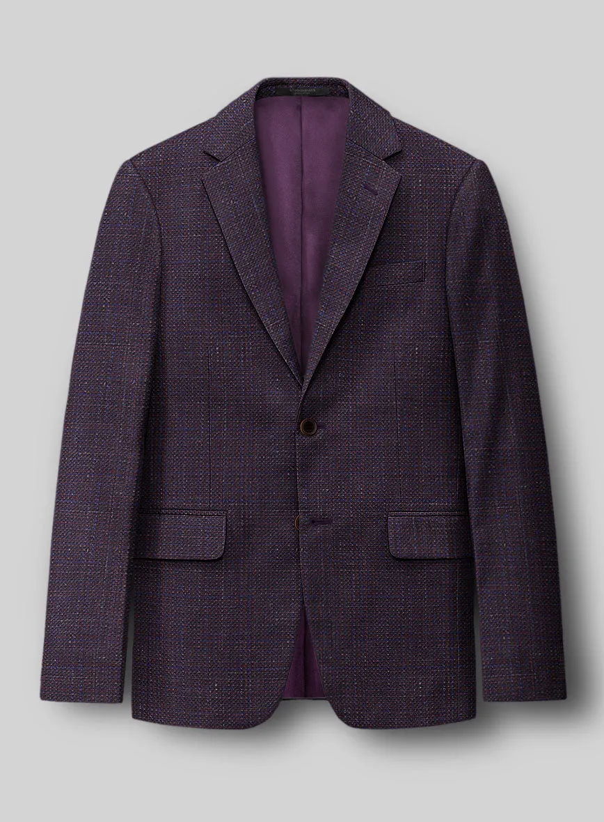 London Loom Wine Ilaria Wool Silk Linen Jacket