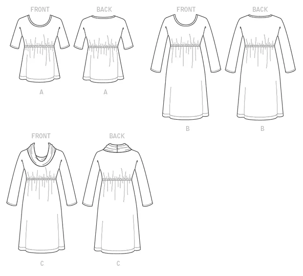 McCall's Pattern M7353 Misses' Raised Elastic-Waist Top & Dresses