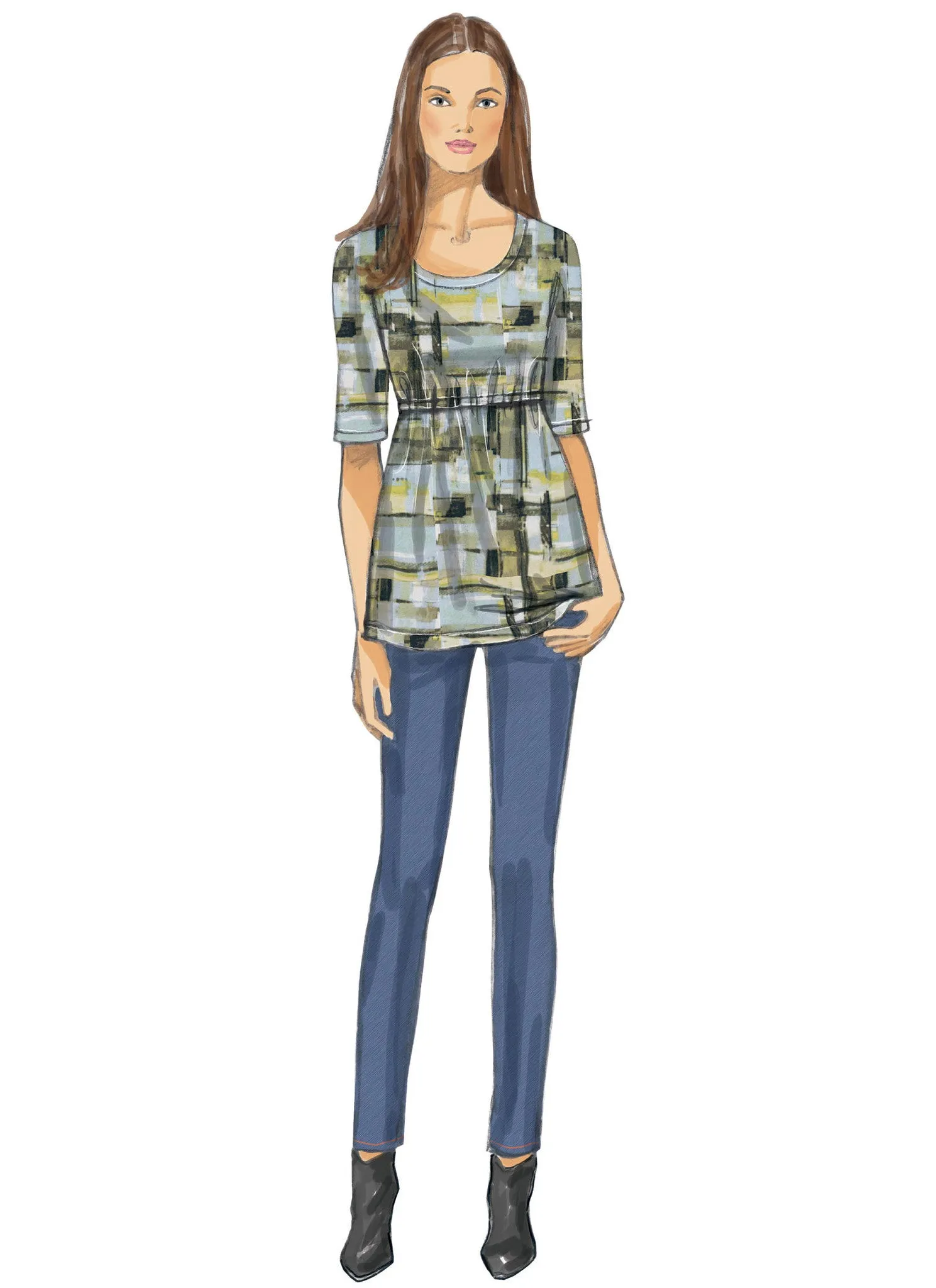 McCall's Pattern M7353 Misses' Raised Elastic-Waist Top & Dresses