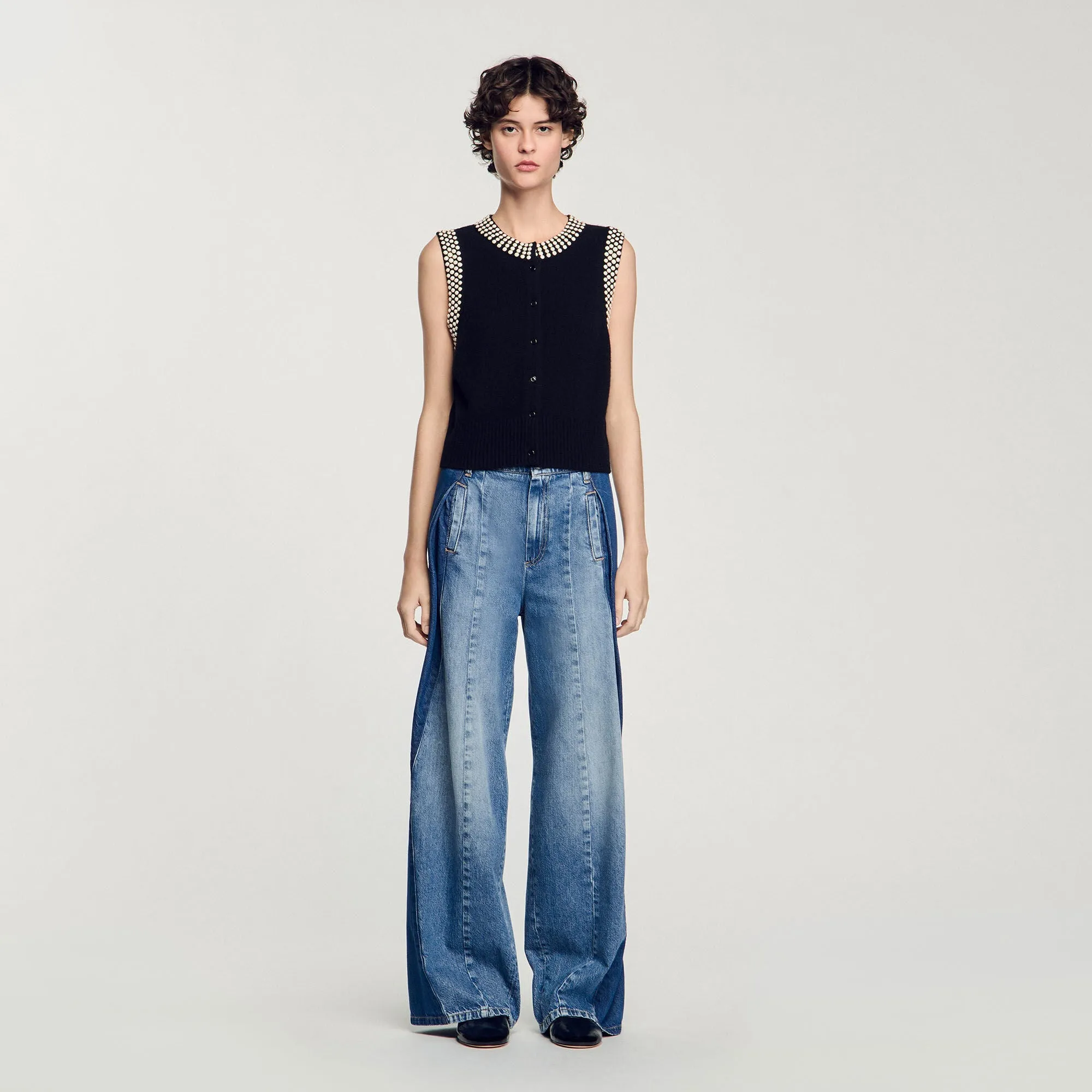 Meryl Studded Waistcoat Black