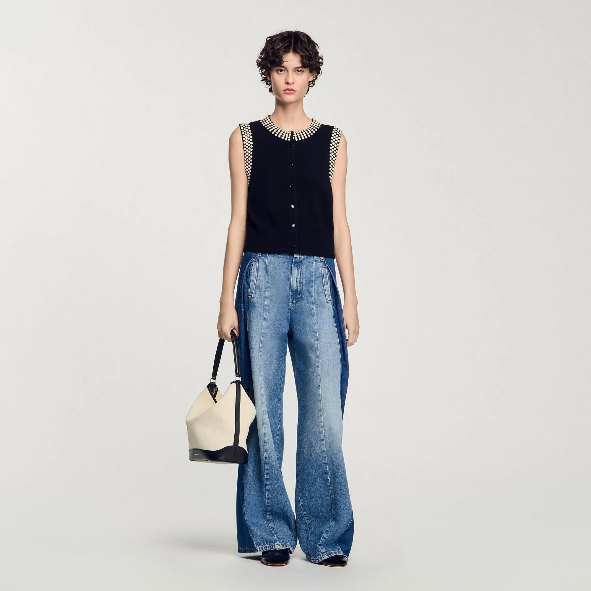 Meryl Studded Waistcoat Black