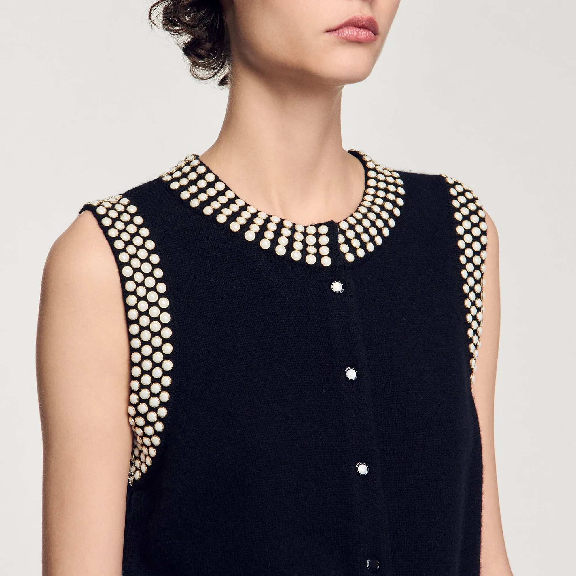 Meryl Studded Waistcoat Black