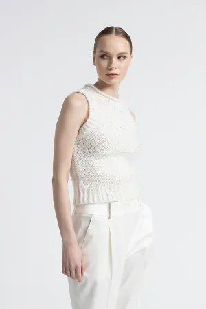Mouline alpaca wool top with sequins