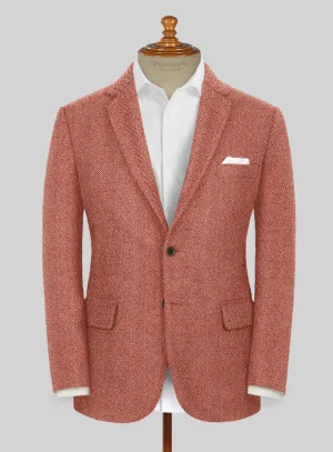Naples Wide Herringbone Caramine Pink Tweed Jacket
