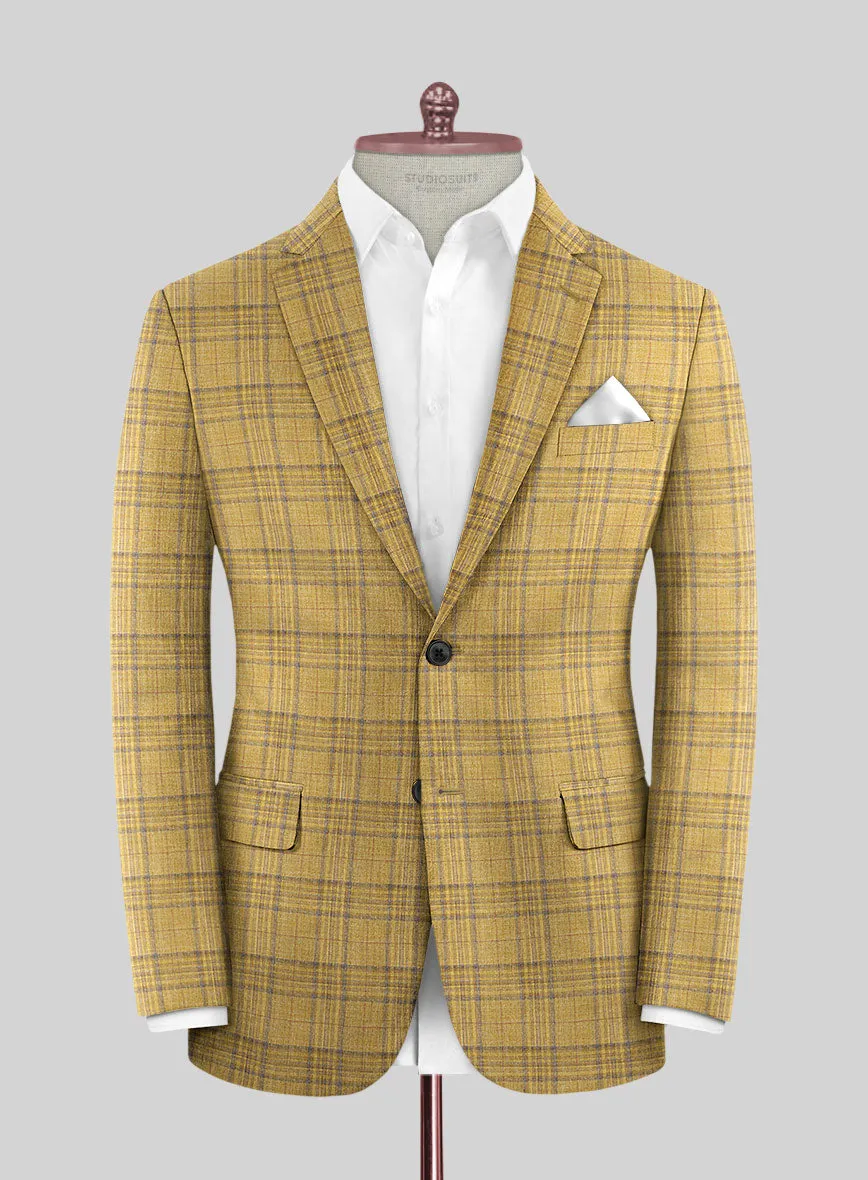 Noble Ochre Check Wool Silk Linen Jacket