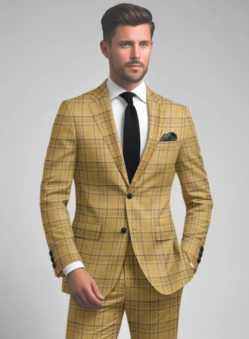Noble Ochre Check Wool Silk Linen Jacket