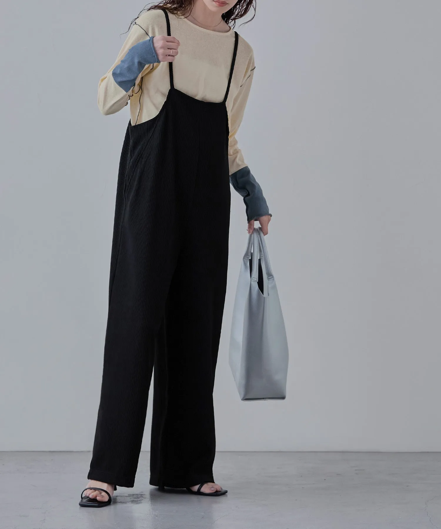 Relaxed pleated wide salopette
