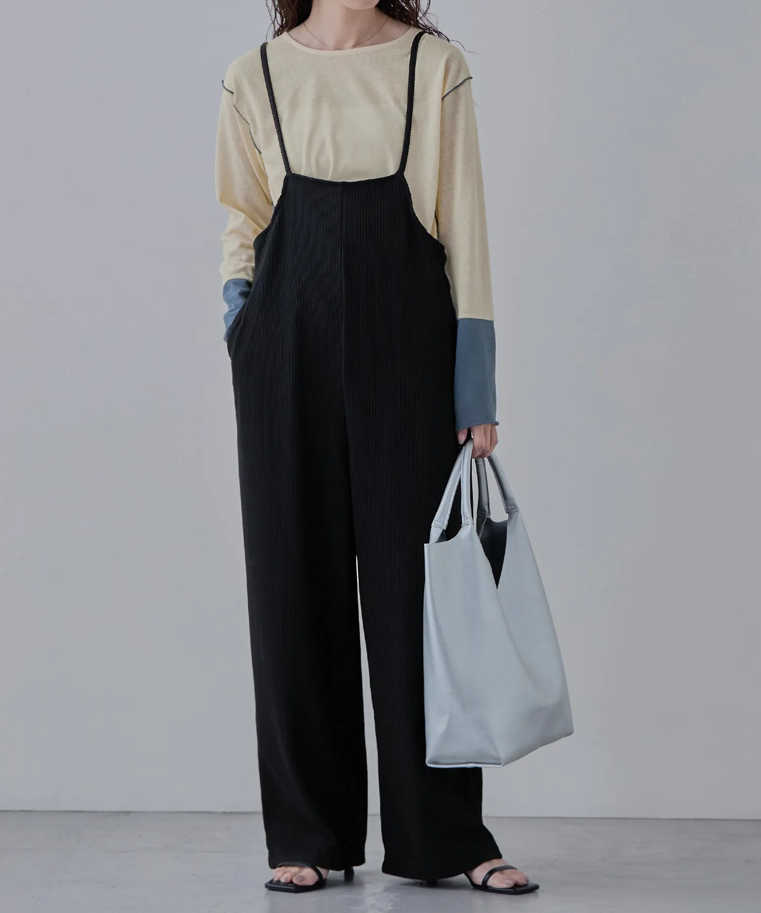 Relaxed pleated wide salopette