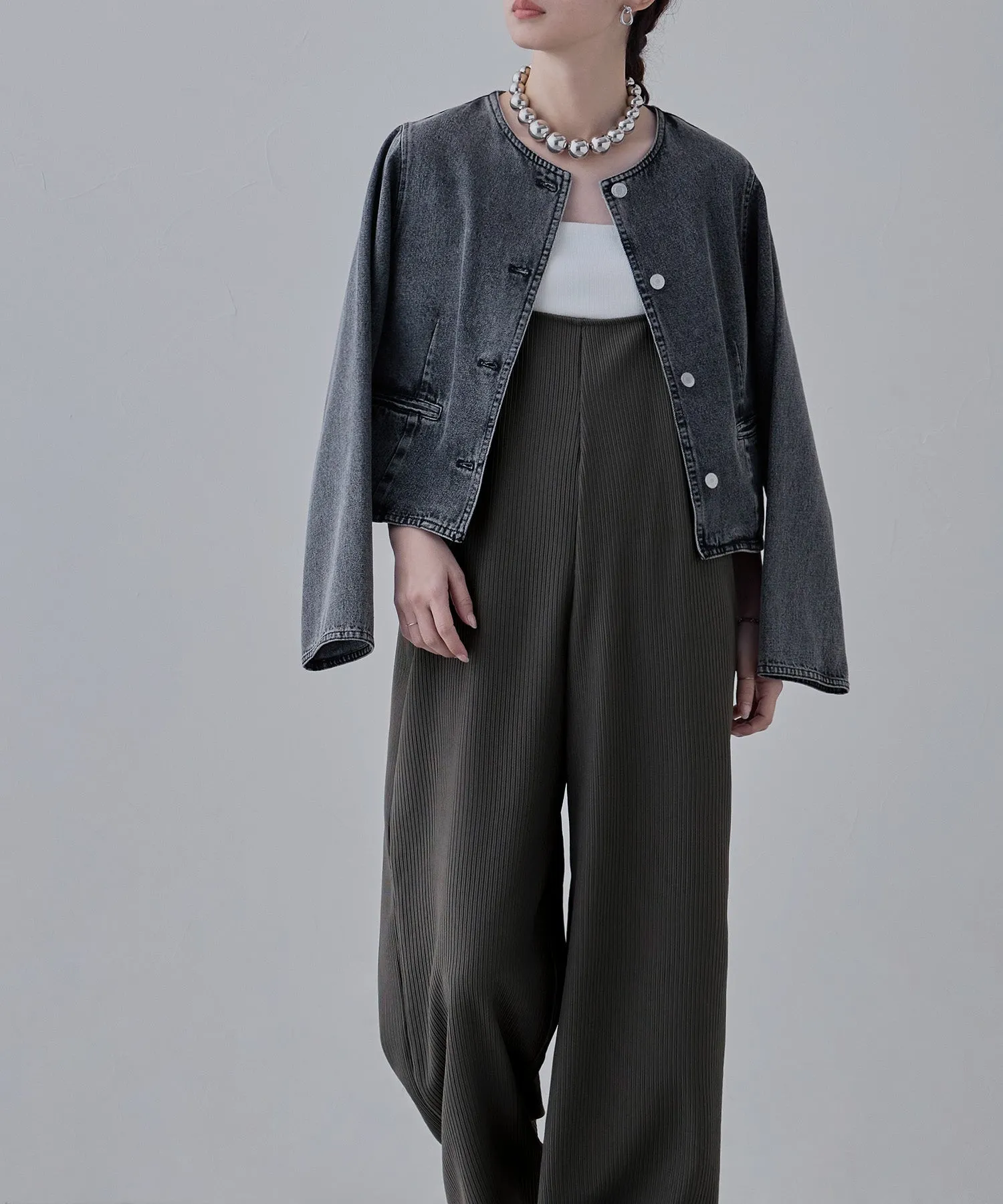 Relaxed pleated wide salopette
