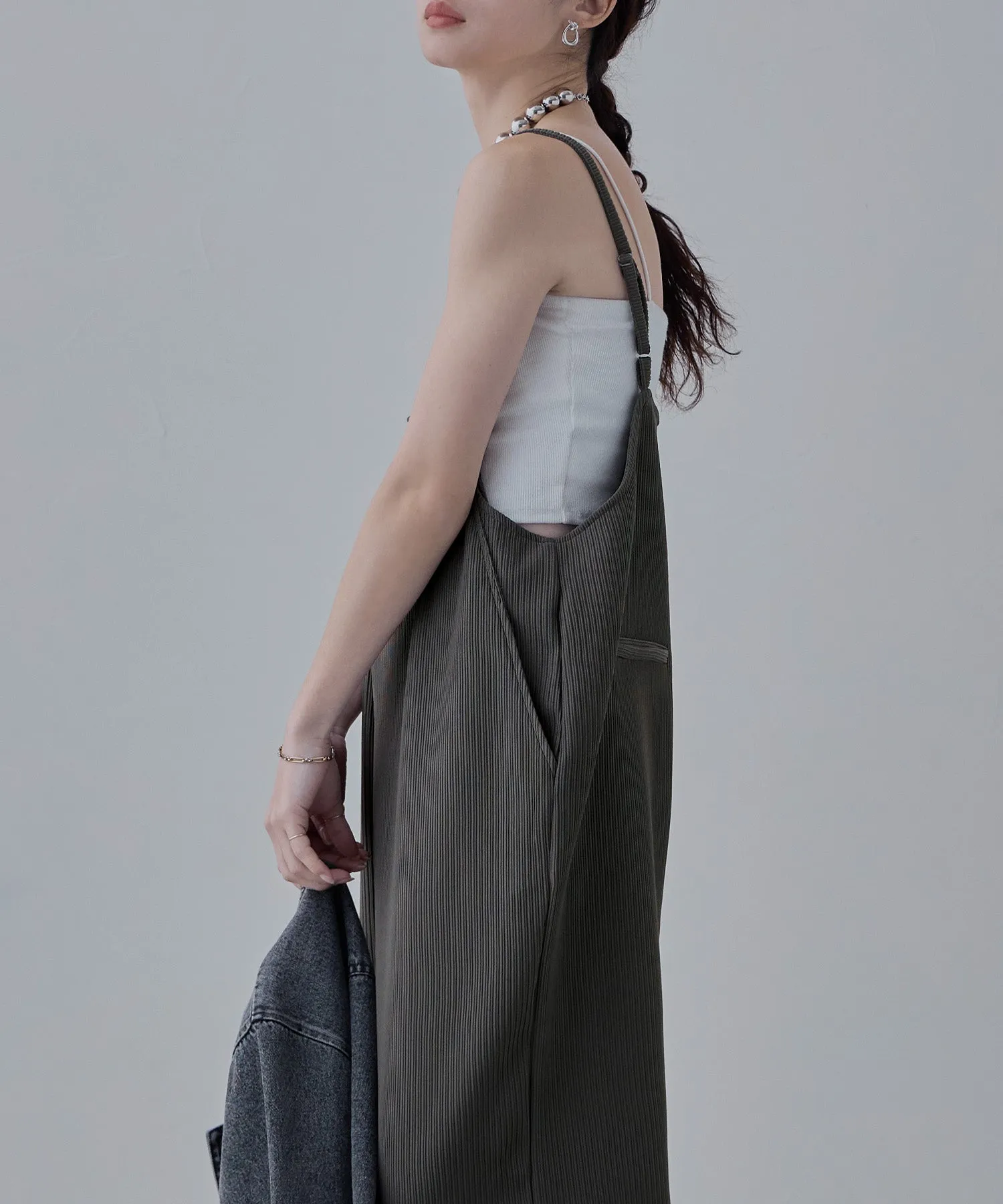 Relaxed pleated wide salopette