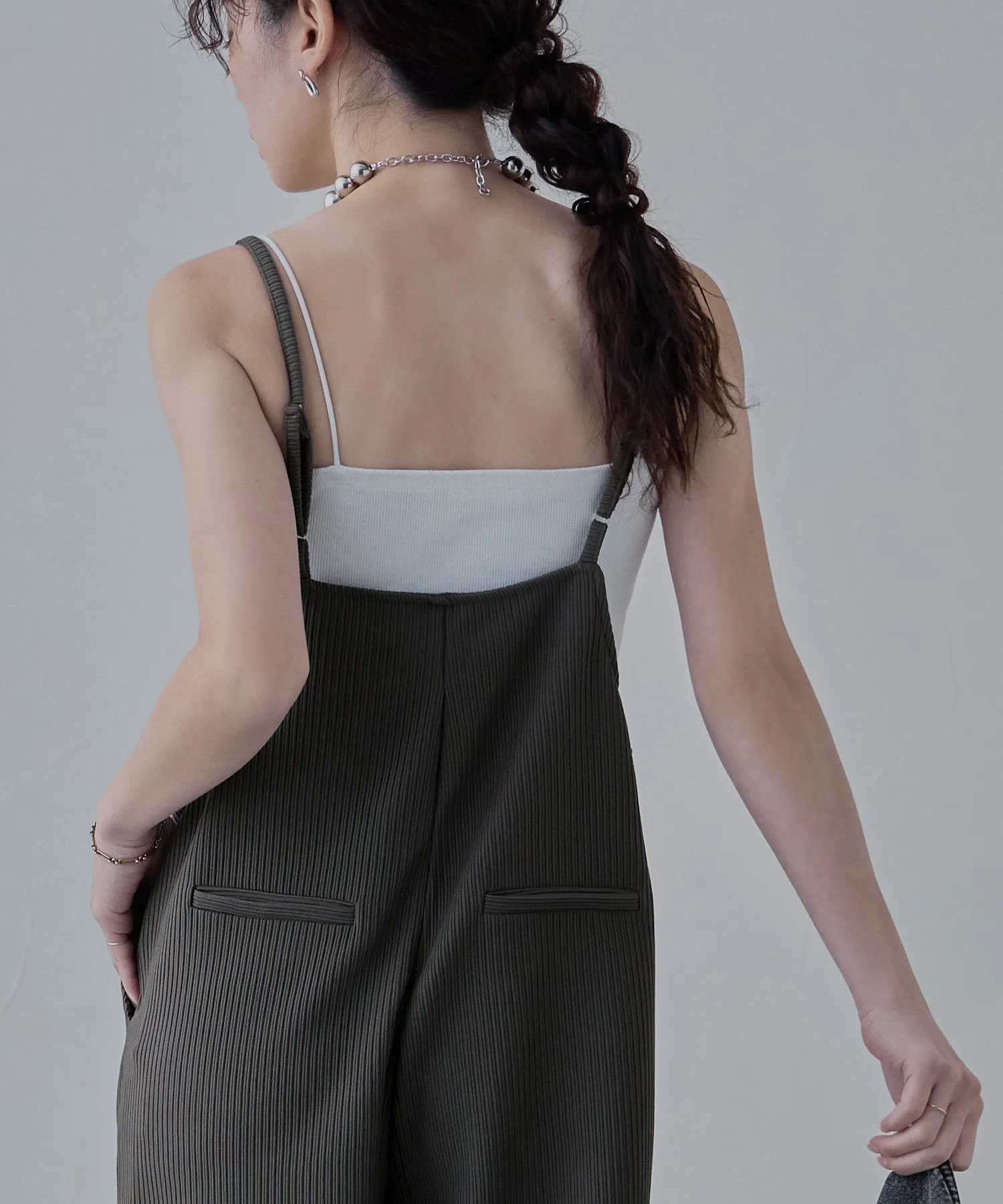 Relaxed pleated wide salopette