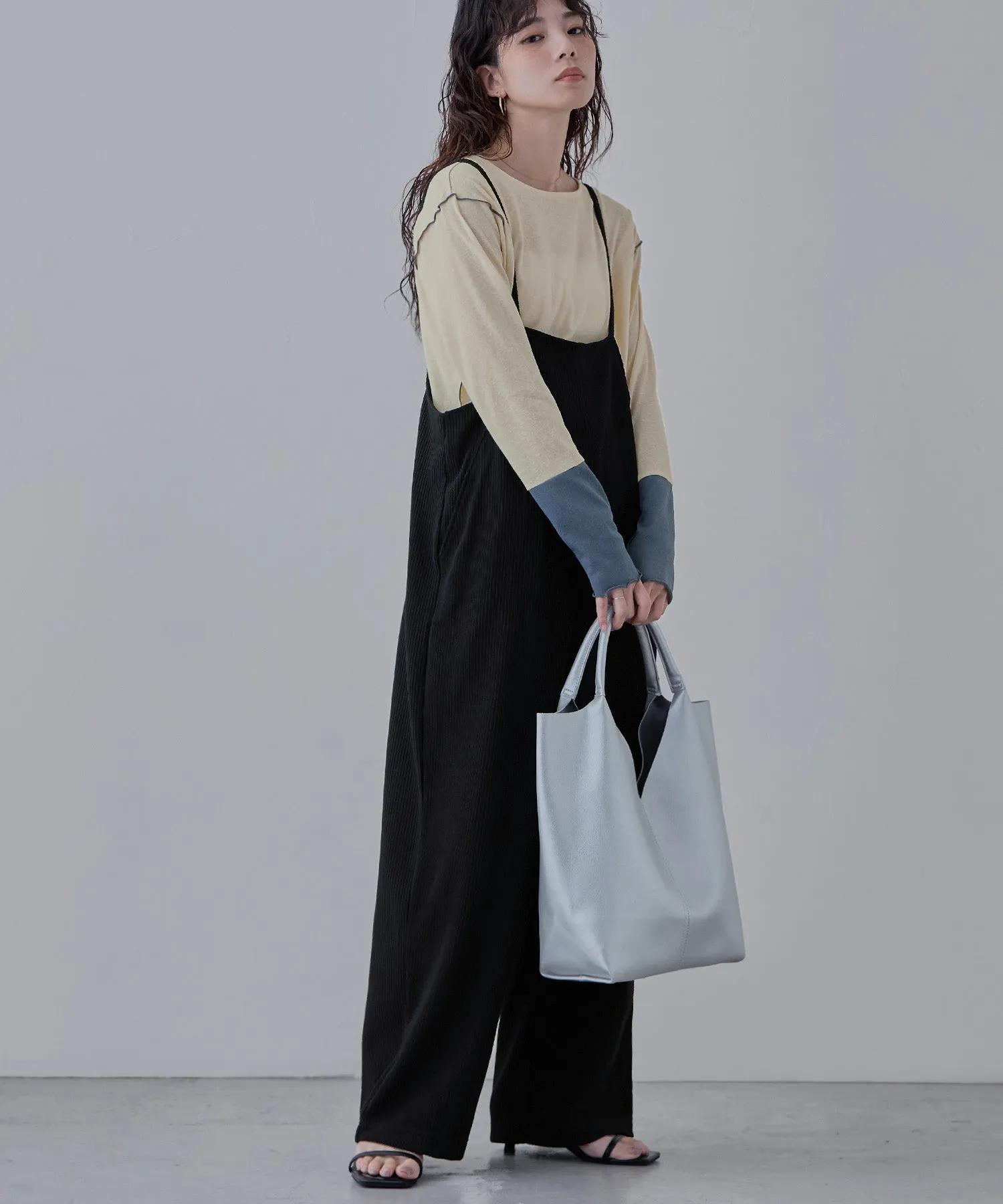 Relaxed pleated wide salopette