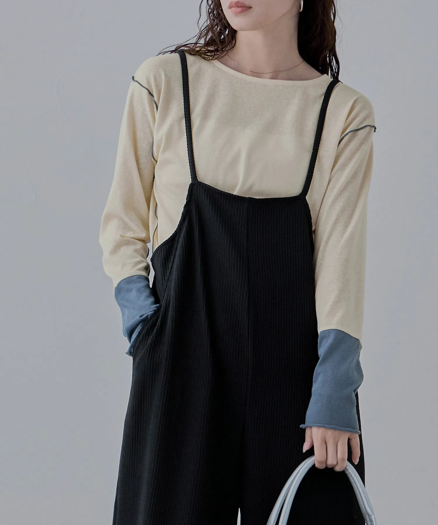 Relaxed pleated wide salopette