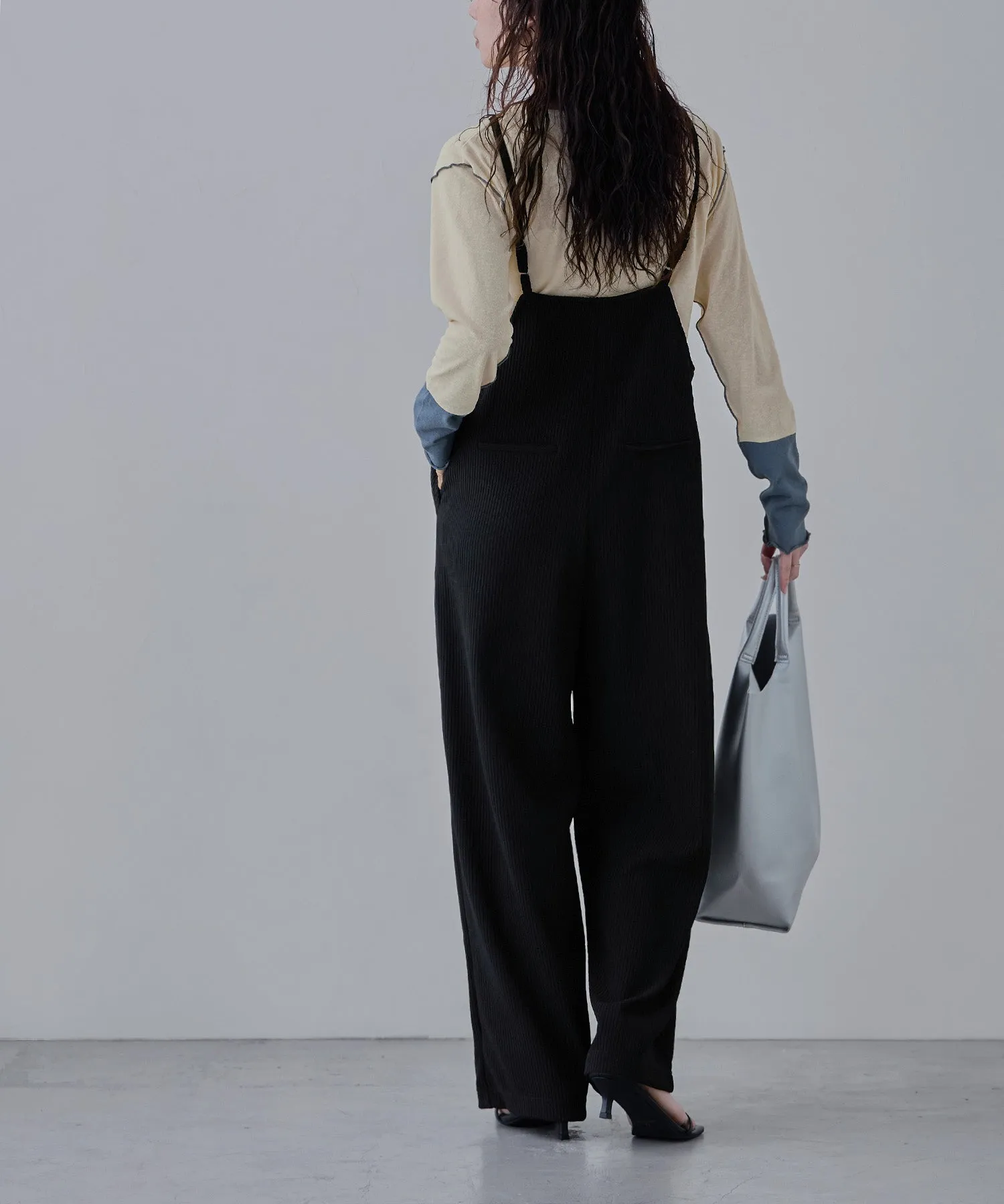 Relaxed pleated wide salopette
