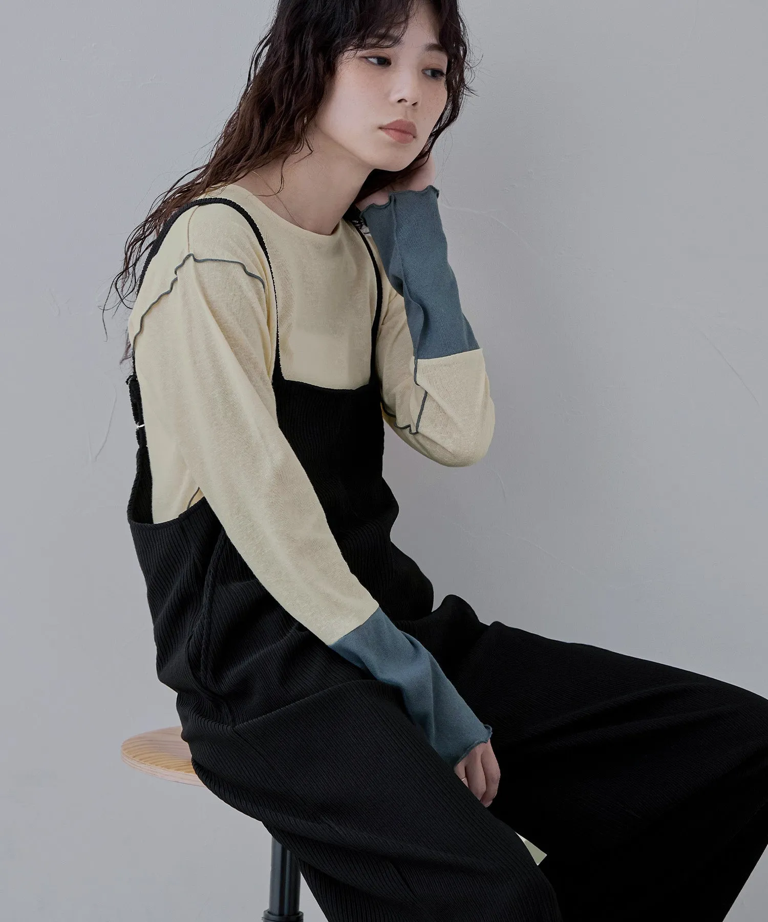 Relaxed pleated wide salopette