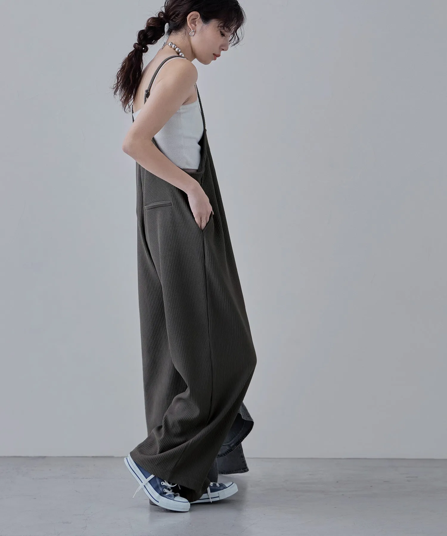 Relaxed pleated wide salopette