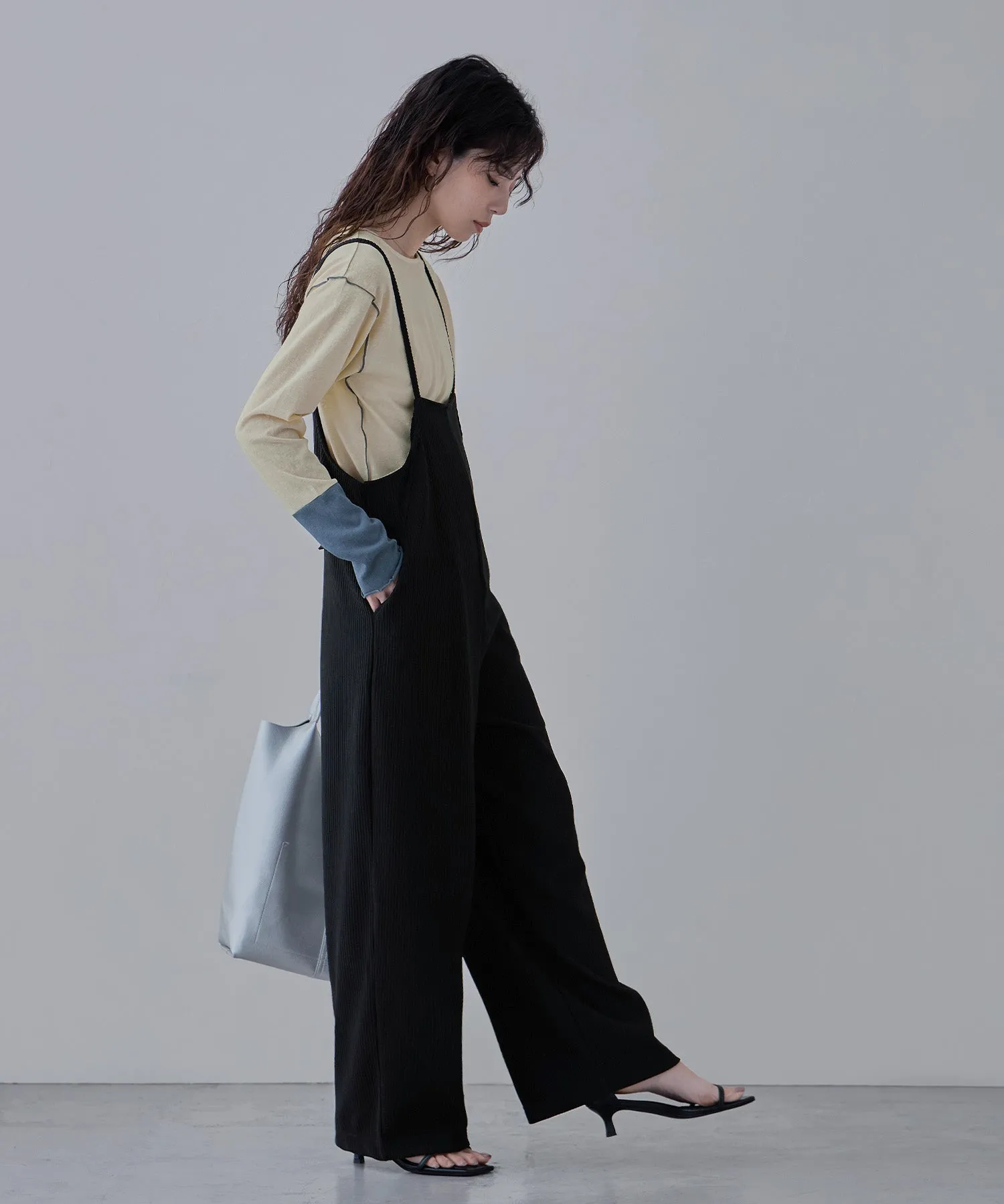 Relaxed pleated wide salopette