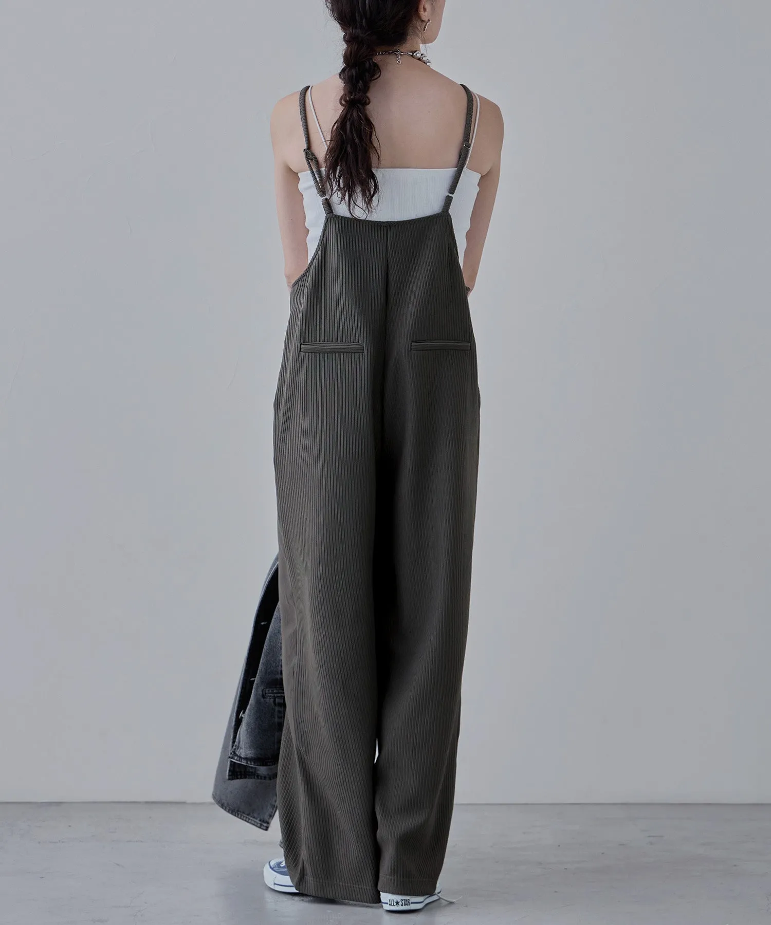 Relaxed pleated wide salopette