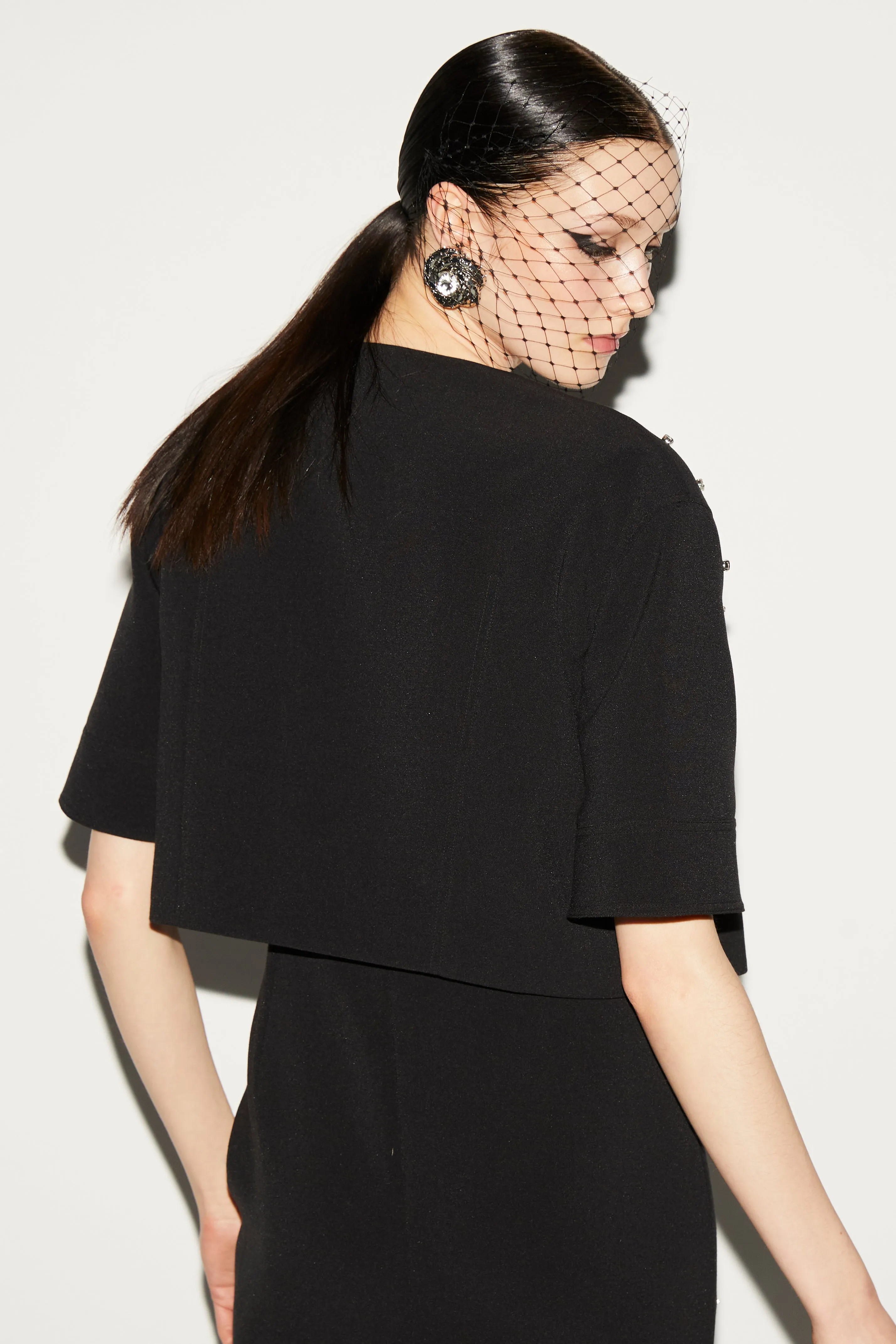 RIVER JACKET BLACK EMBELLSIHED CREPE